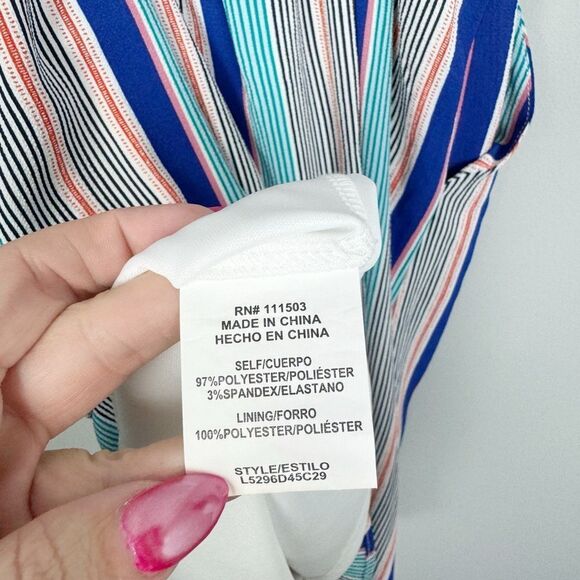 JUNE & HUDSON | Striped Tie Front Multicolor Midi Dress Women’s Size Small - Picture 10 of 10